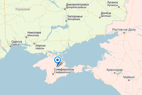 Per gli utenti russi, Yandex.maps indica la Crimea come territorio della Federazione Russa (Foto: Yandex Maps)